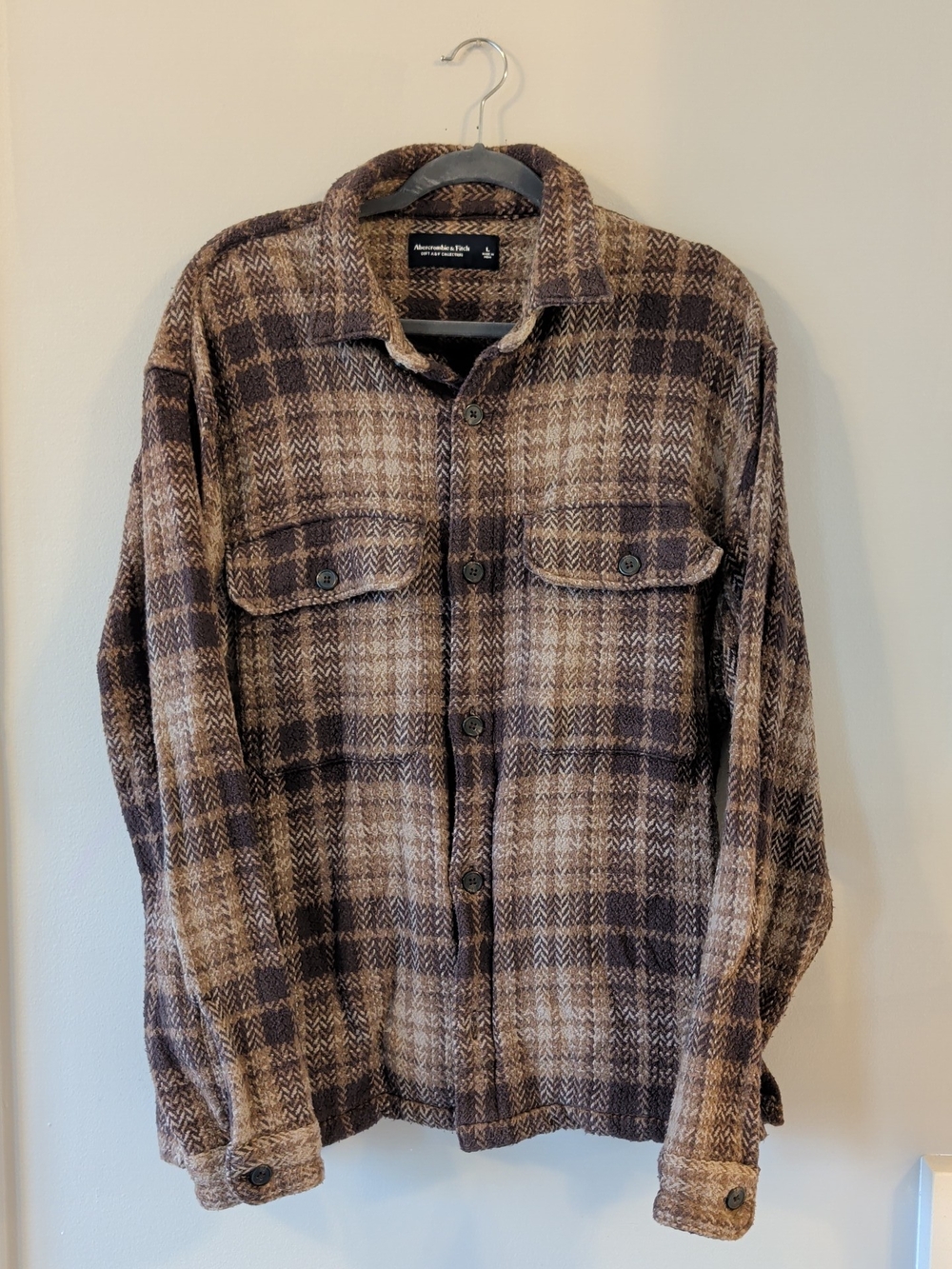 Abercrombie & Fitch Brown Plaid Lightweight Shacket
